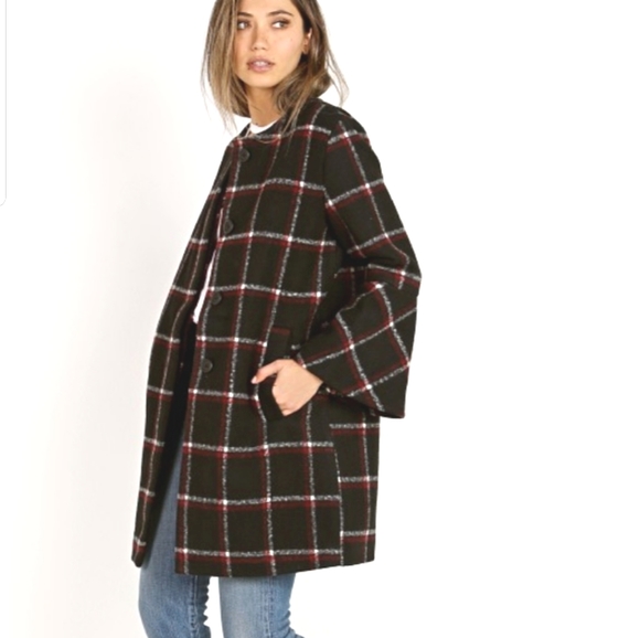BB Dakota Jackets & Blazers - BB Dakota Hewes Flare Sleeve Plaid Coat XS